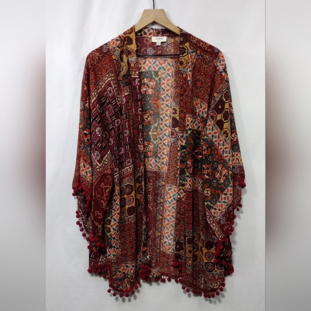 Umgee Floral Open Front Kimono Womens M/L Boho Retro 90s Y2K Coastal Artsy